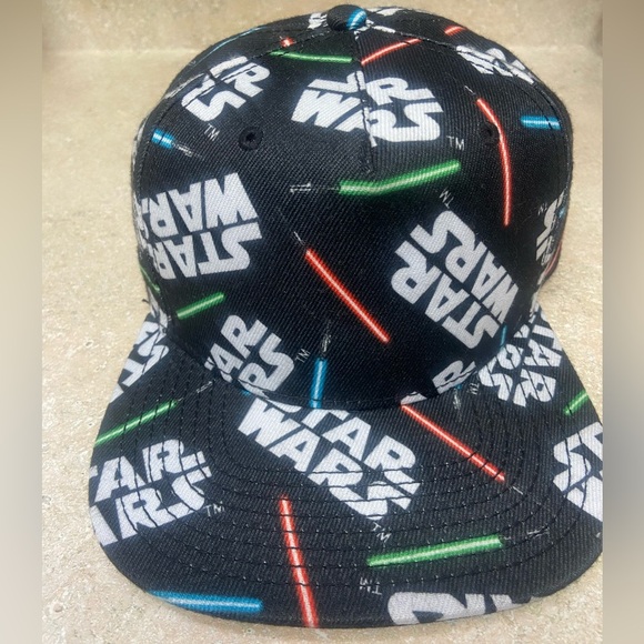 Star Wars Lightsaber All over Print Baseball Cap/ Hat Flat Bill  Adjustable NWOT - Picture 1 of 4